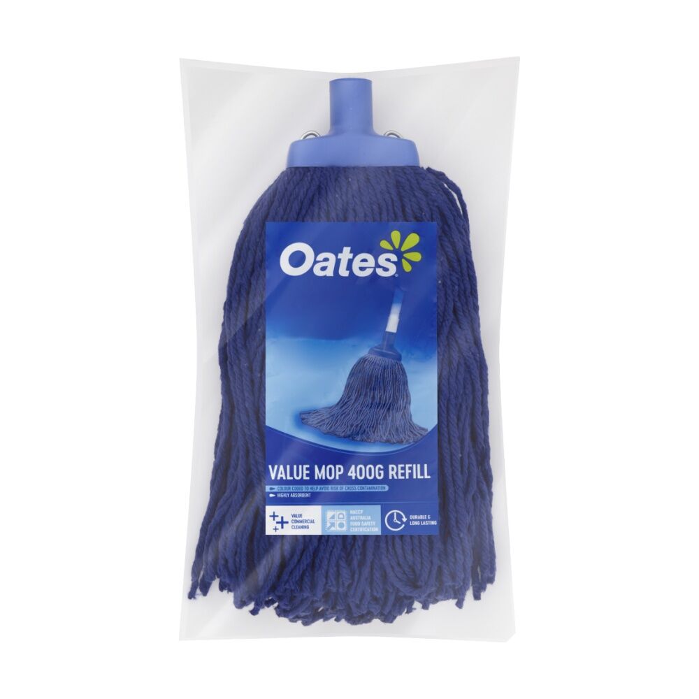 3PK Oates Value Mop Refill Absorbent Cleaning Replacement Pad Blue 400g
