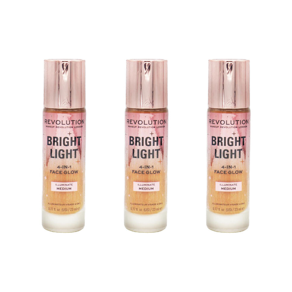 3PK Revolution Bright Light 4-in-1 Face Glow Illuminate Medium 23ml