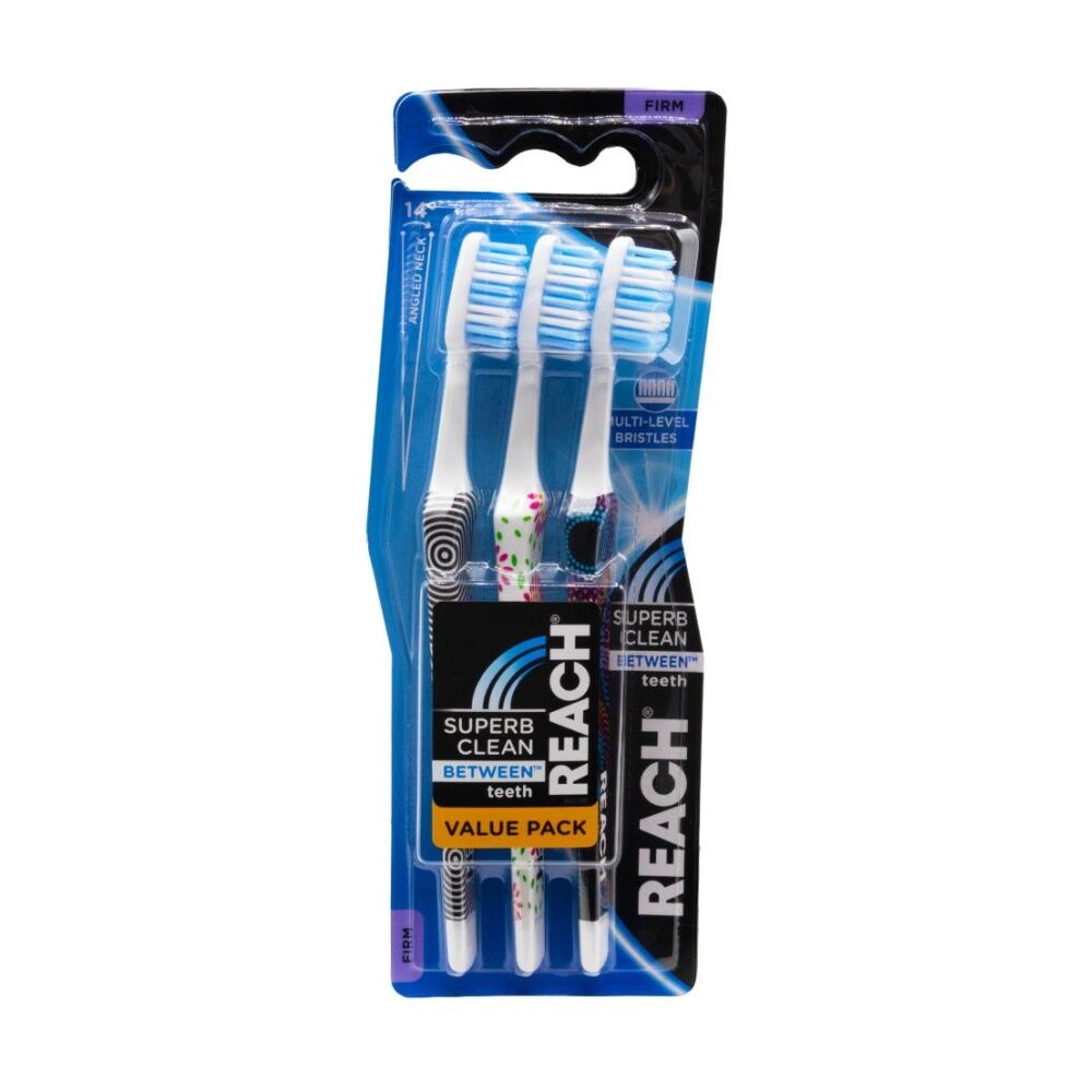 24x 3pc Reach Toothbrush Superb Clean Firm Value Pack Oral Multi-Level Bristles