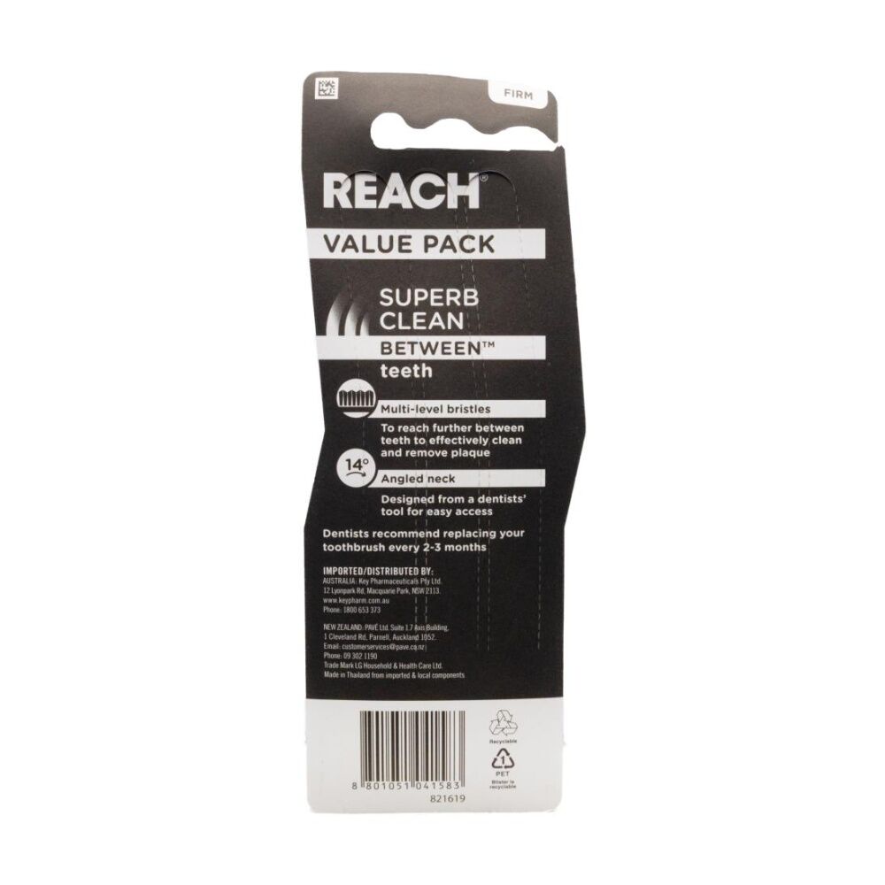 24x 3pc Reach Toothbrush Superb Clean Firm Value Pack Oral Multi-Level Bristles