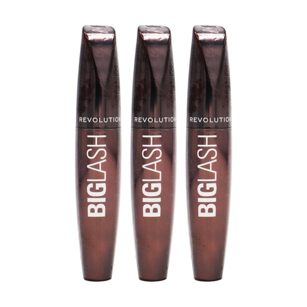 3PK Revolution Big Lash Mascara Brown Volumising Lengthening Eye Makeup 8ml