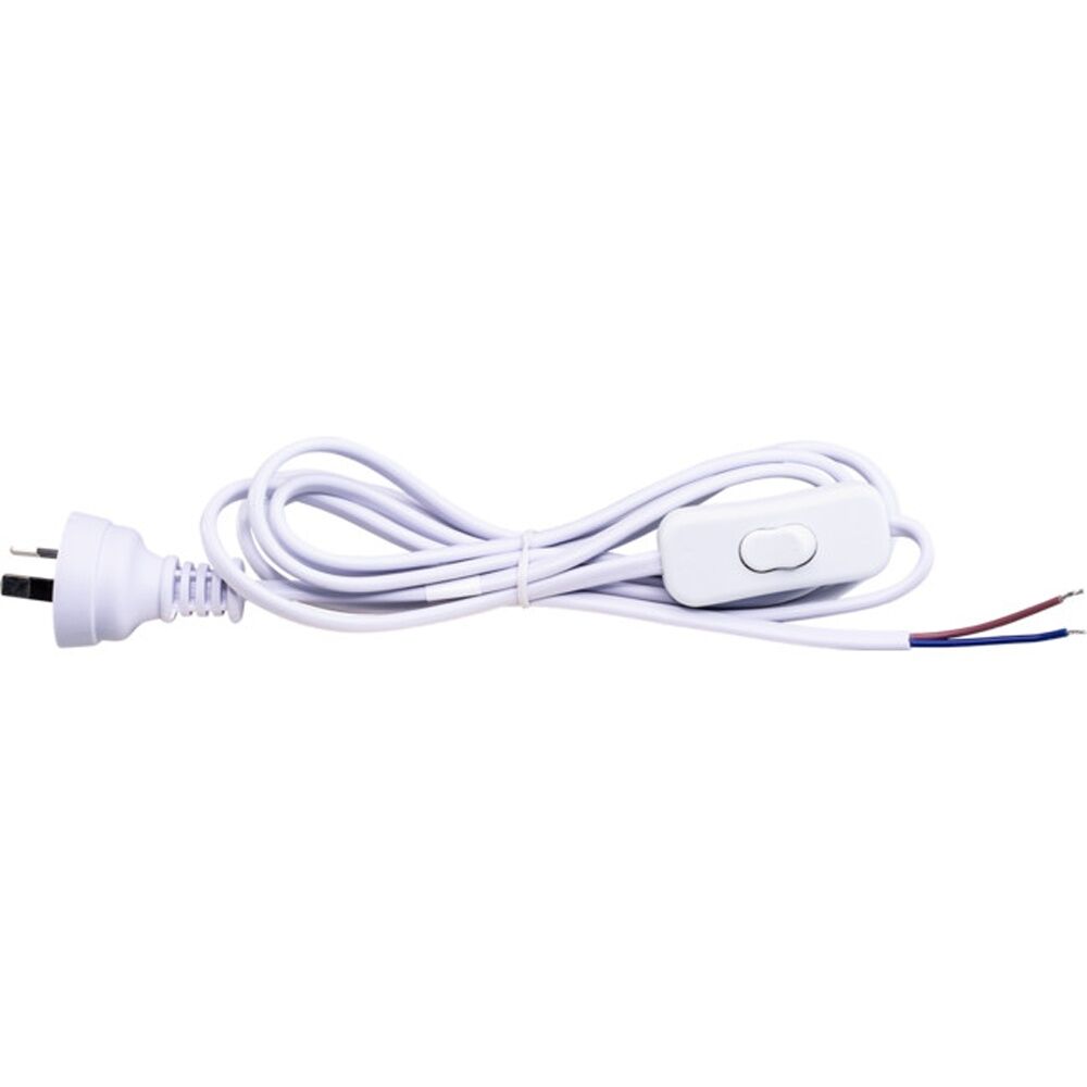 4PK Doss Inline Switch Power Lead White 2.3M 2 Core Cable Cord Australian
