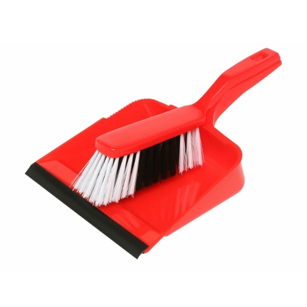 6PK Edco Flagged Fill Dustpan & Brush Set Commercial/Domestic Red 220x110mm