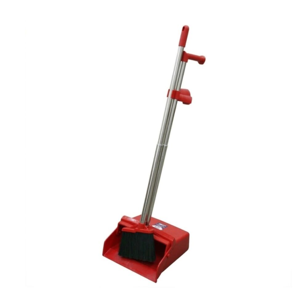 Edco Contractor Lobby Large Pan & Brush Set Indoor Outdoor Red