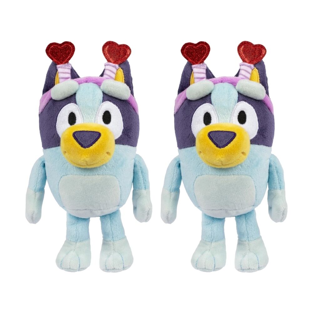 2PK Bluey Super-Soft Smoochy Kiss Valentines Single Kids Plush Toy 3y+ Assorted