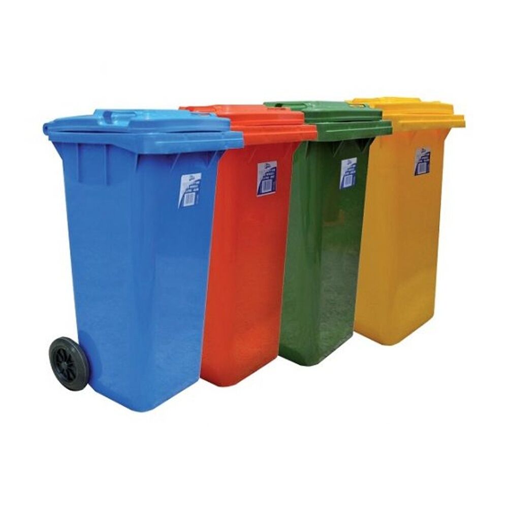 Edco Heavy-Duty Structure UV Stable Plastic Bin With Wheels Green 120L