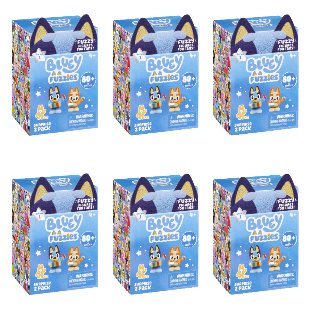 6x 2pc Bluey Fuzzies Figurine Set S2 Kids Toy Assorted