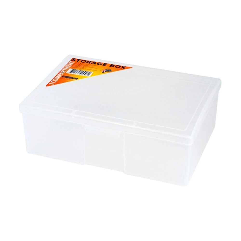 3PK Fischer Plastic 1 Compartment Storage Box Medium Case Clear