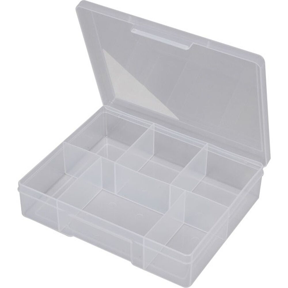 3PK Fischer Plastic 6 Compartment Storage Box Medium Case