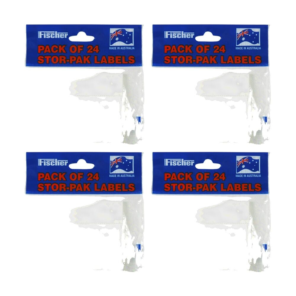 4PK Fischer Plastic Pack 24 Stor-Pak Bin Labels Storage