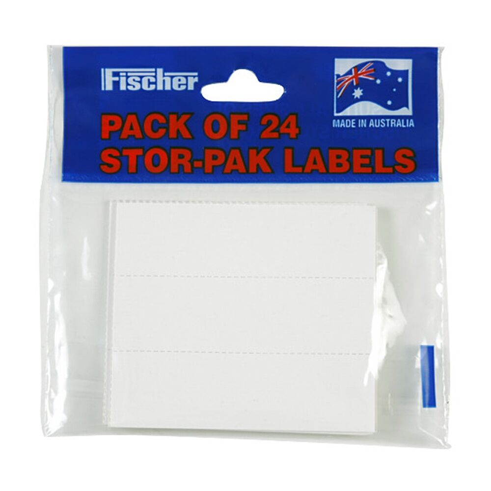 4PK Fischer Plastic Pack 24 Stor-Pak Bin Labels Storage