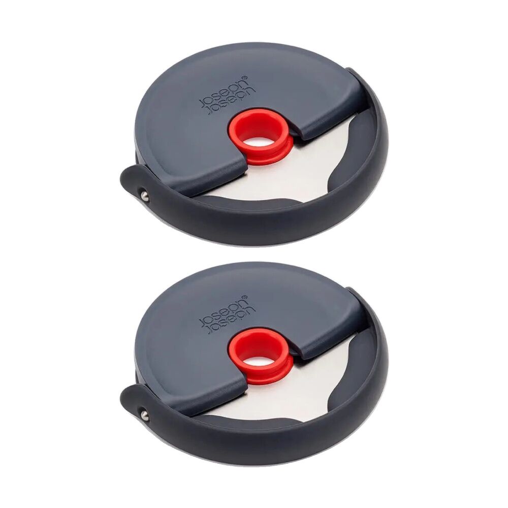2PK Joseph Joseph Disc Easy-Clean Pizza Wheel Grey-Red Removable Blade