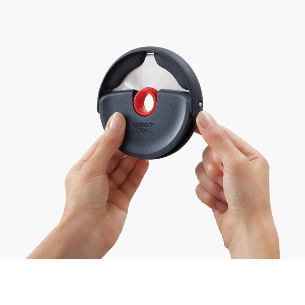 2PK Joseph Joseph Disc Easy-Clean Pizza Wheel Grey-Red Removable Blade