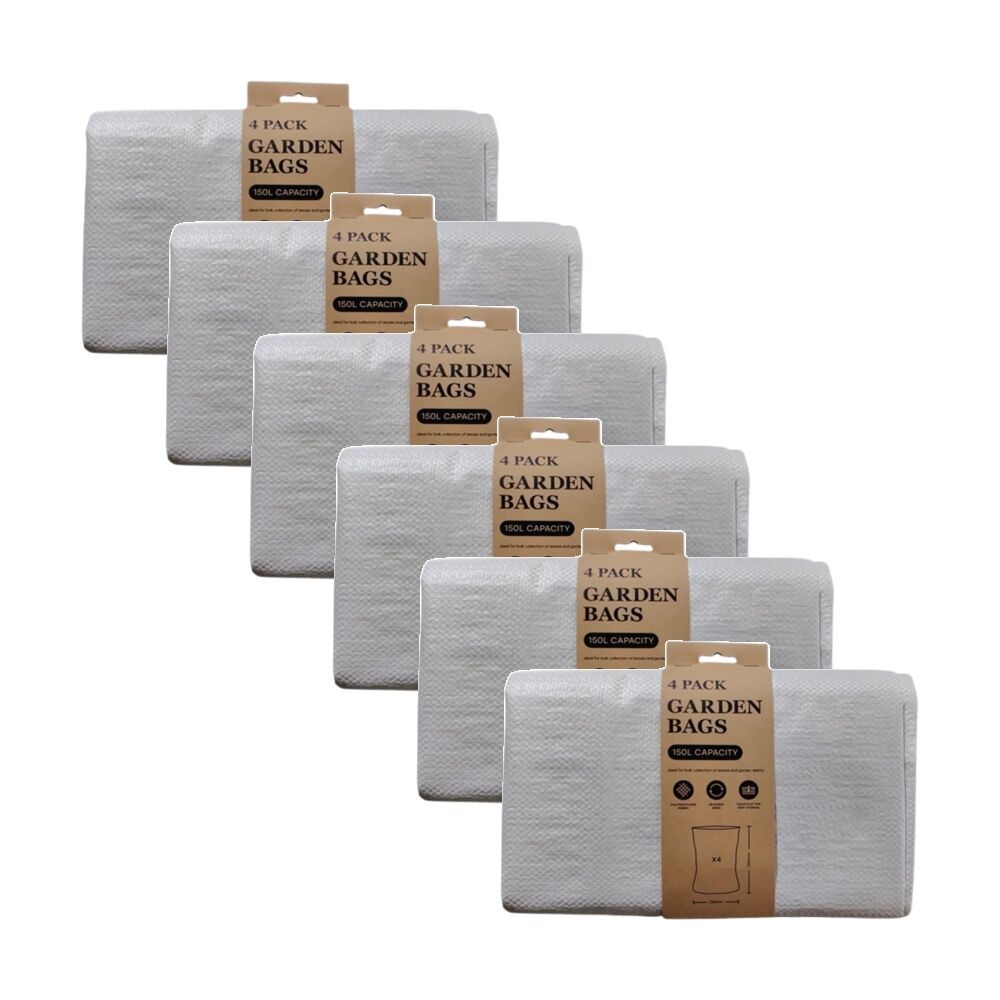 6x 4pc Unbranded 150L Capacity Reusable Garden Tidying Bags 120x73cm