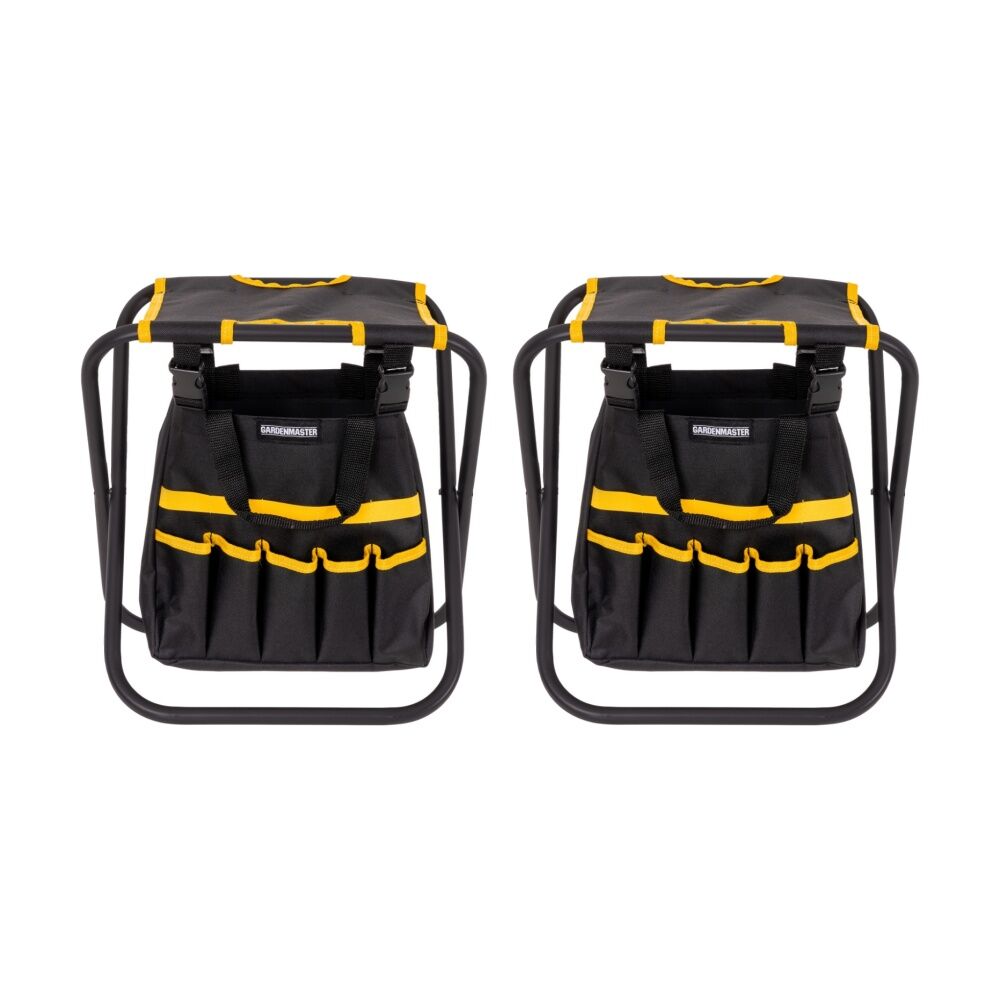 2PK Gardenmaster Foldable Seat W/ Storage & 7 Pockets 48x20x5cm Black/Yellow