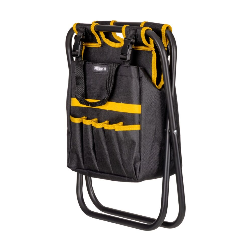 2PK Gardenmaster Foldable Seat W/ Storage & 7 Pockets 48x20x5cm Black/Yellow