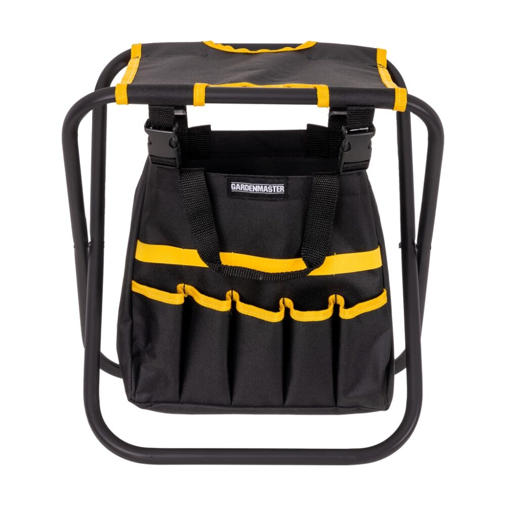 2PK Gardenmaster Foldable Seat W/ Storage & 7 Pockets 48x20x5cm Black/Yellow