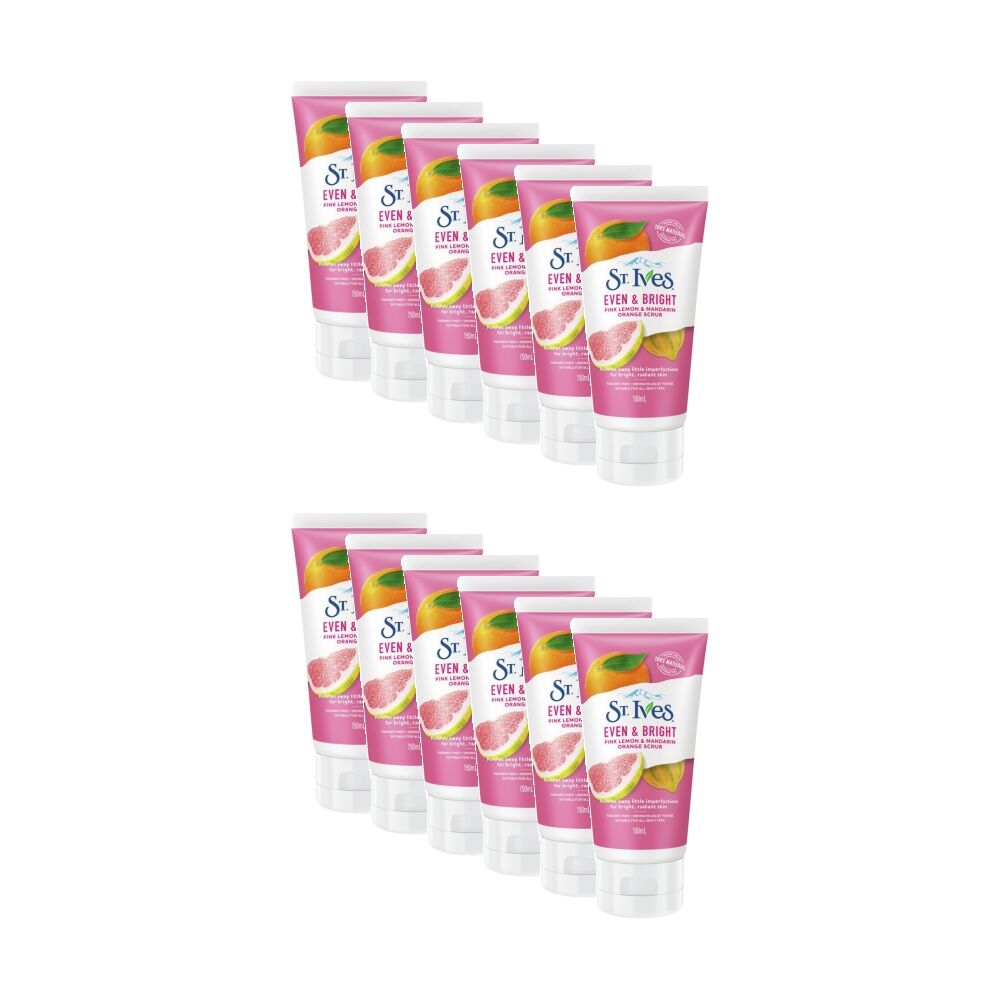 12PK St Ives Scrub Even And Bright Pink Lemon Mandarin Orange 150mL