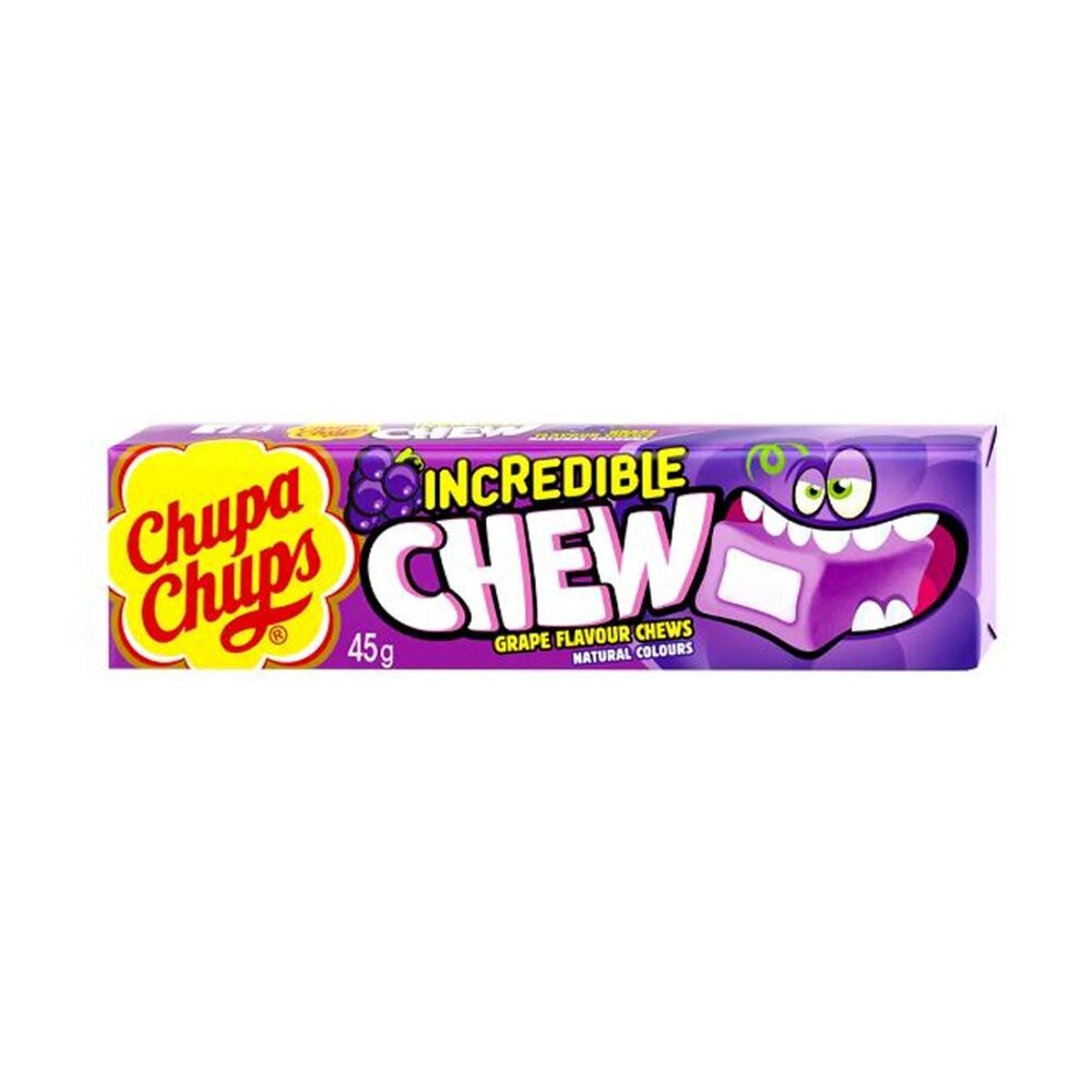 20PK Chupa Chups Incredible Chew Grape 45g Party Favours Candy/Lollies/Gummies