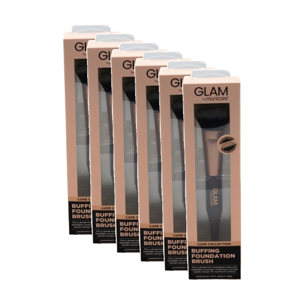 6PK Manicare Glam Buffing Foundation Brush Luxe Collection Makeup Applicator
