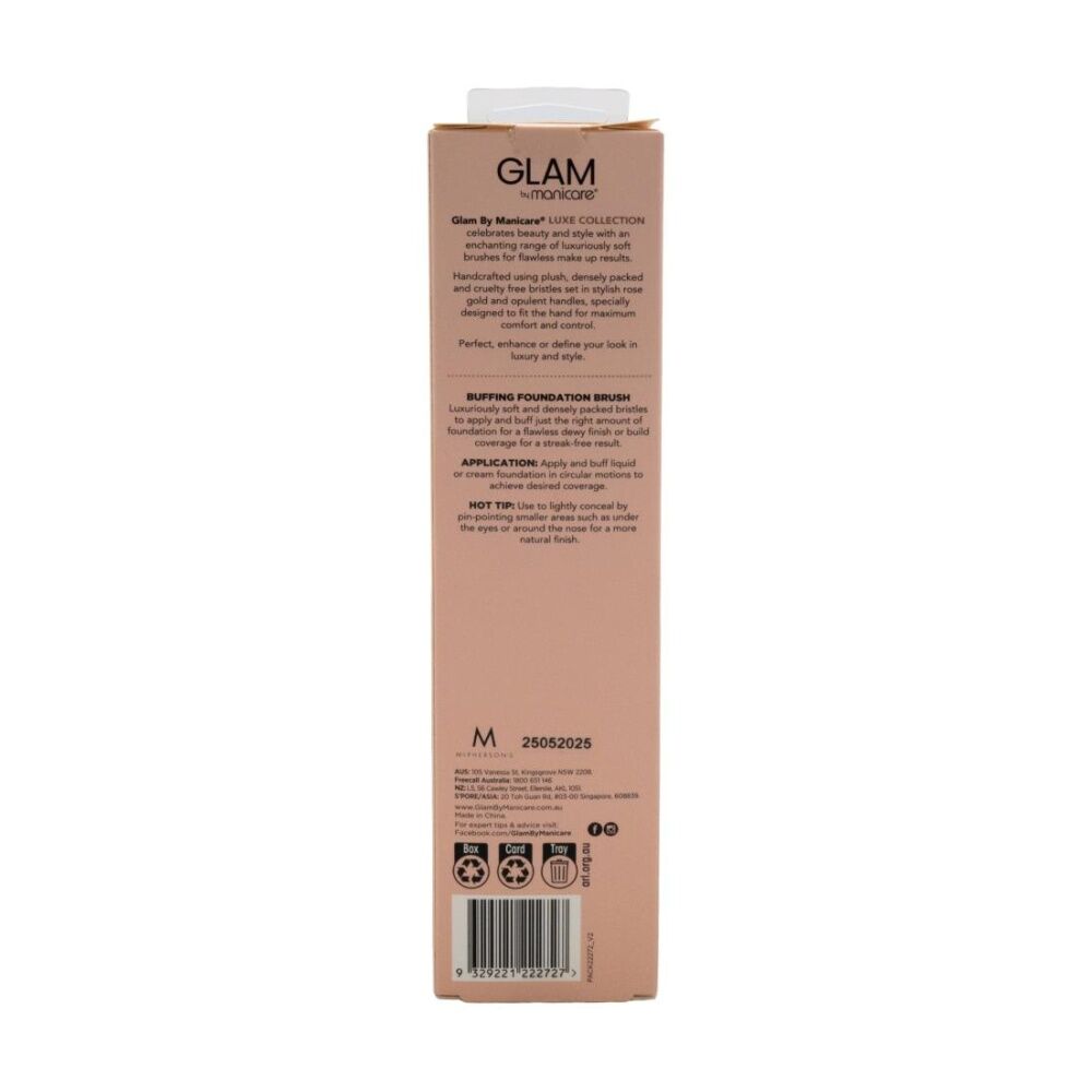 6PK Manicare Glam Buffing Foundation Brush Luxe Collection Makeup Applicator