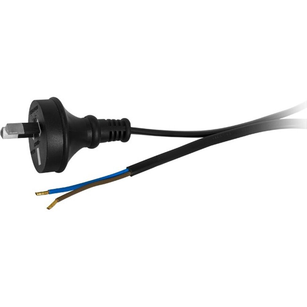 4PK Doss 7.5A 2 Core Mains Lead 2M Bare Wire Power Black Cable Cord