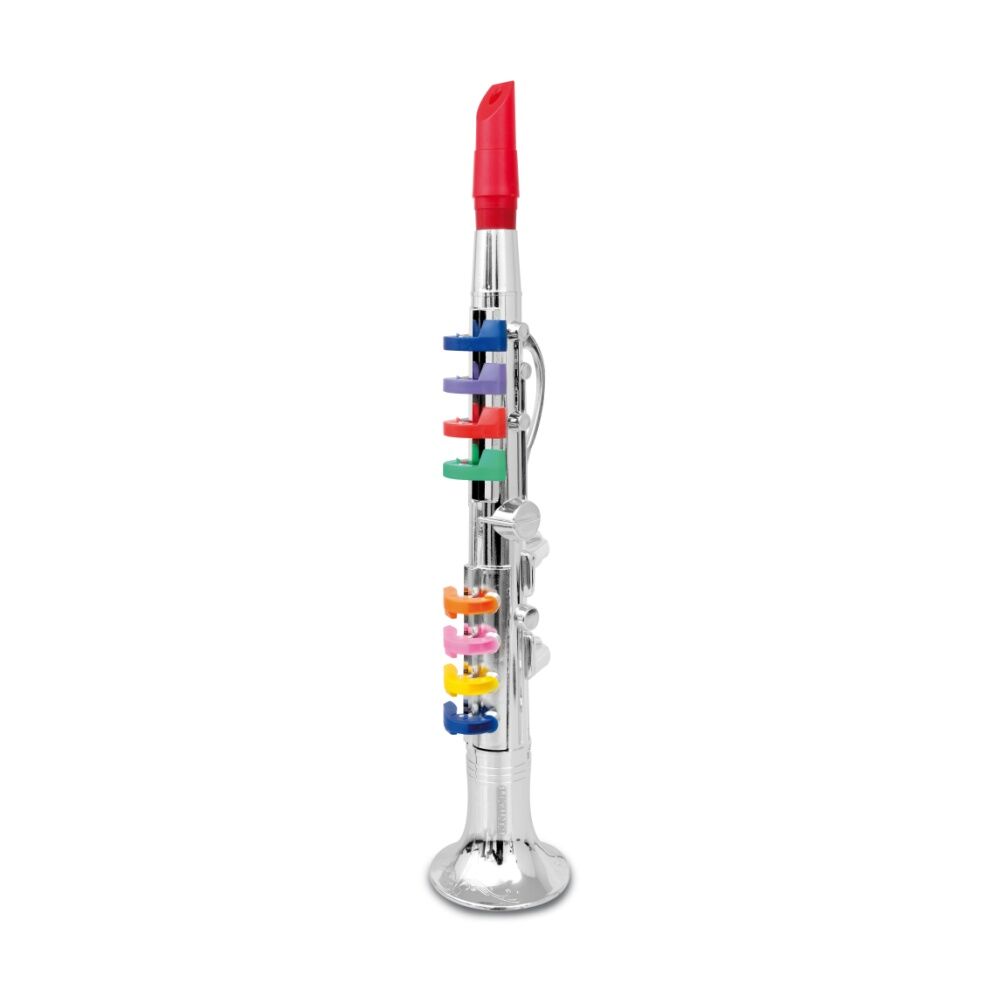 Bontempi Silver Clarinet With 8 Coloured Keys Musical Instrument 42cm