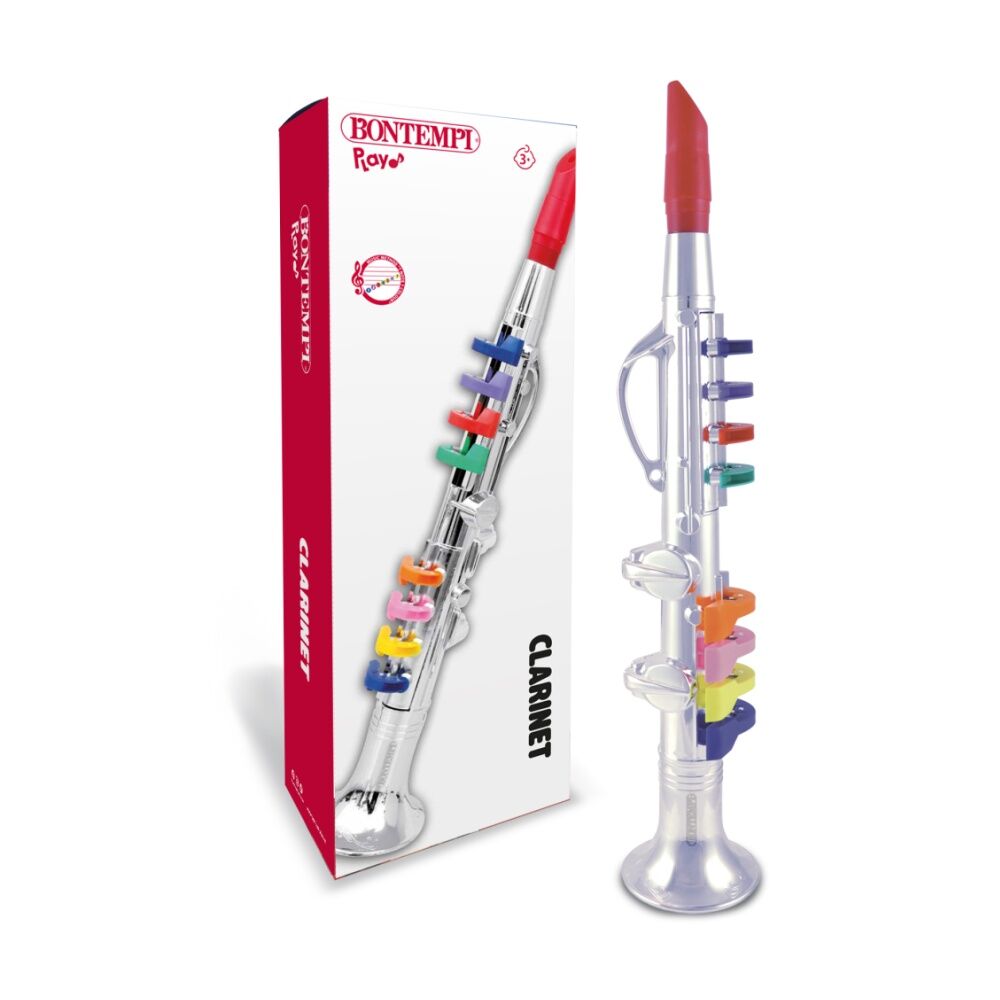 Bontempi Silver Clarinet With 8 Coloured Keys Musical Instrument 42cm