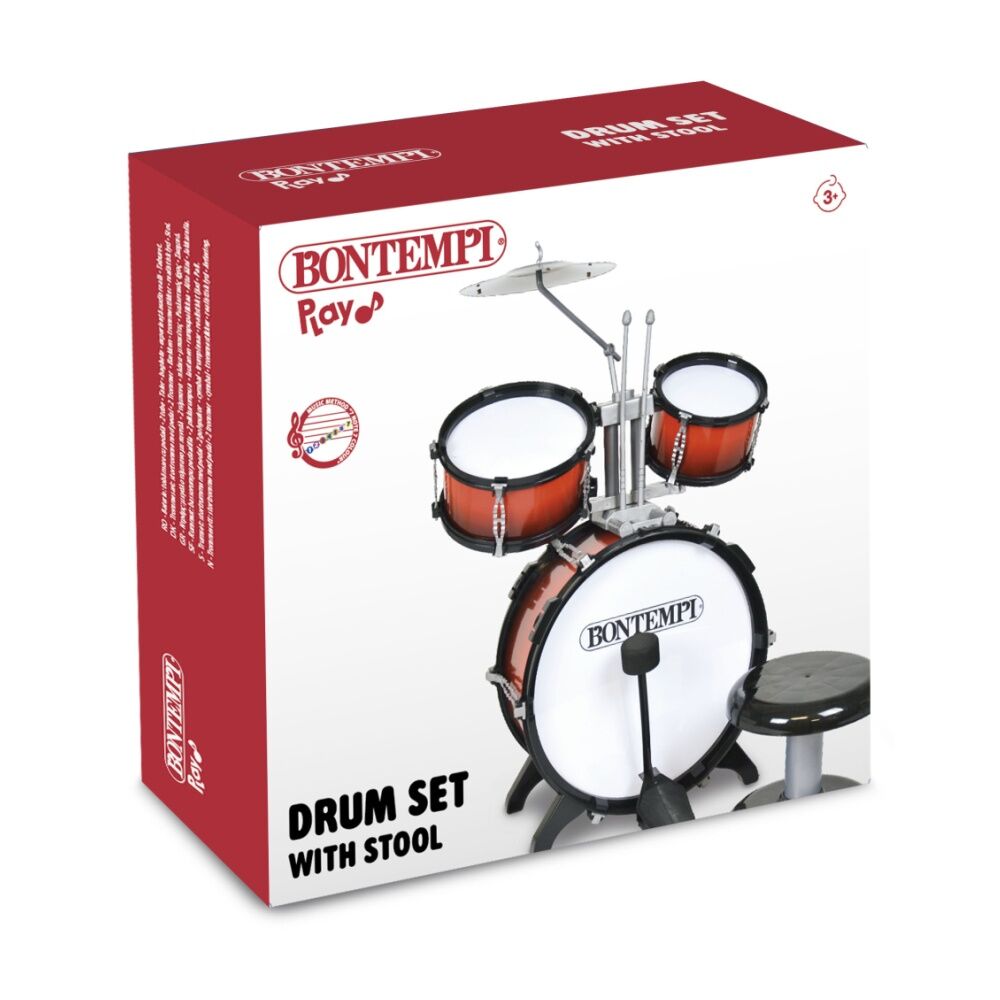 Bontempi Drum Set Diameter With 2 Side Drums Cymbal And Stool 330mm