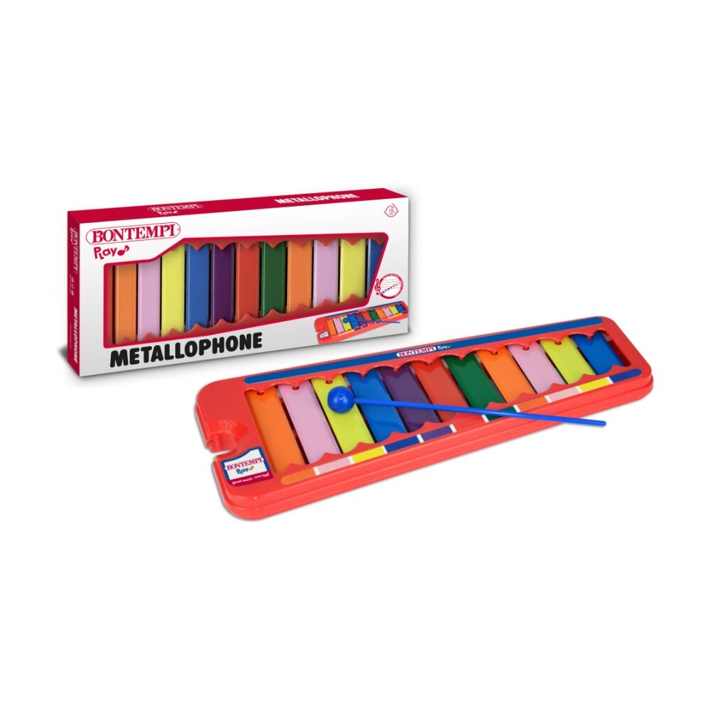 Bontempi Xylophone 11 Coloured Metal Notes With Stick Kids 3y+