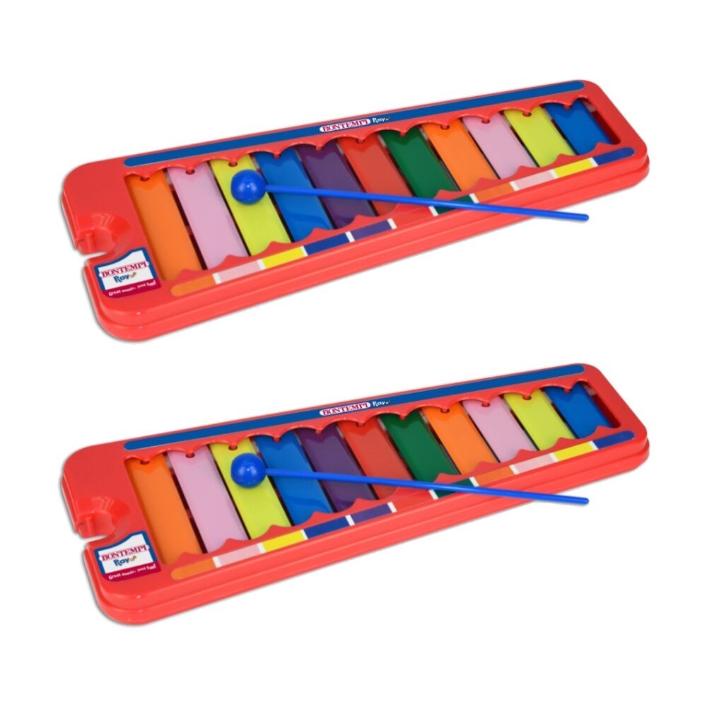 2PK Bontempi Xylophone 11 Coloured Metal Notes With Stick Kids 3y+