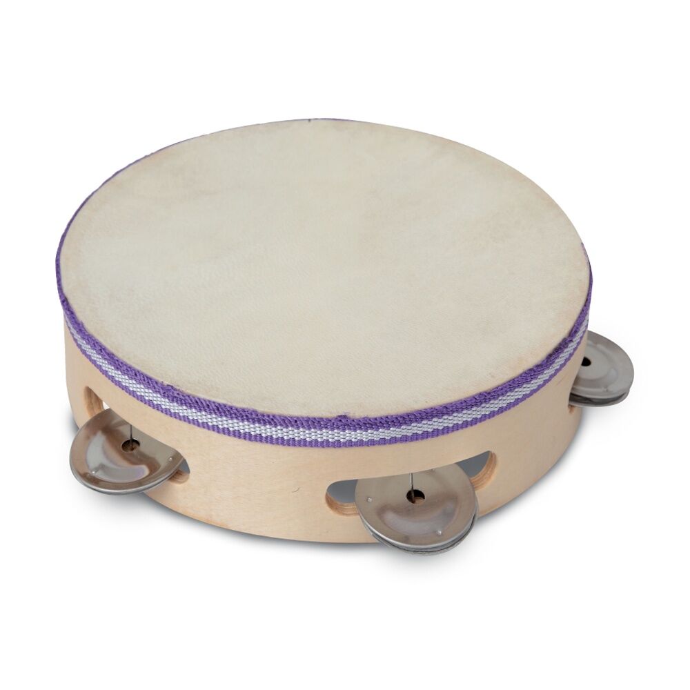 Bontempi Wooden Tambourine Membrane Cymbals Realistic Sound Natural 190mm