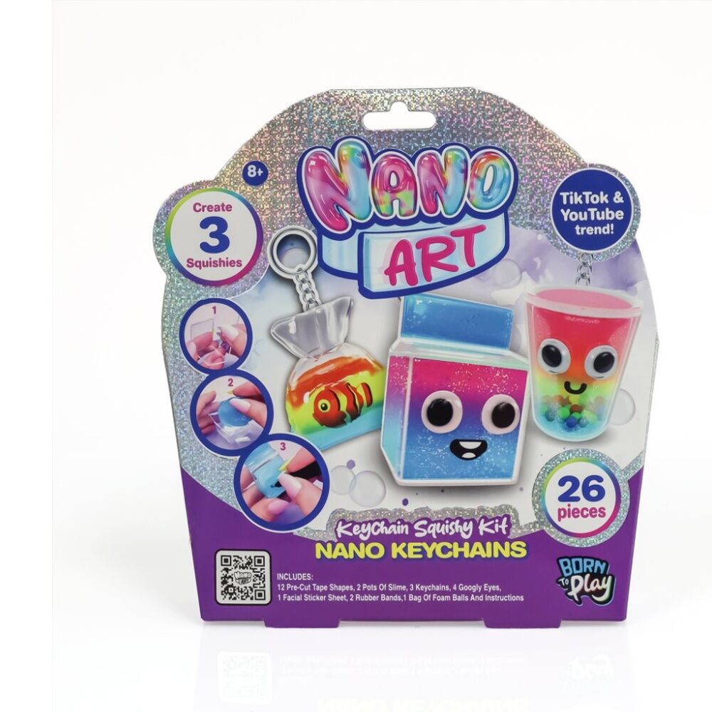 4PK Born To Play Nano Art Keychain Kit Assorted Craft Set 6y+