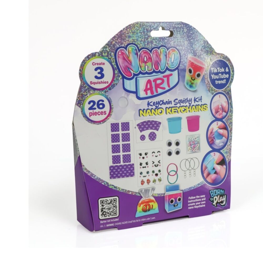 4PK Born To Play Nano Art Keychain Kit Assorted Craft Set 6y+