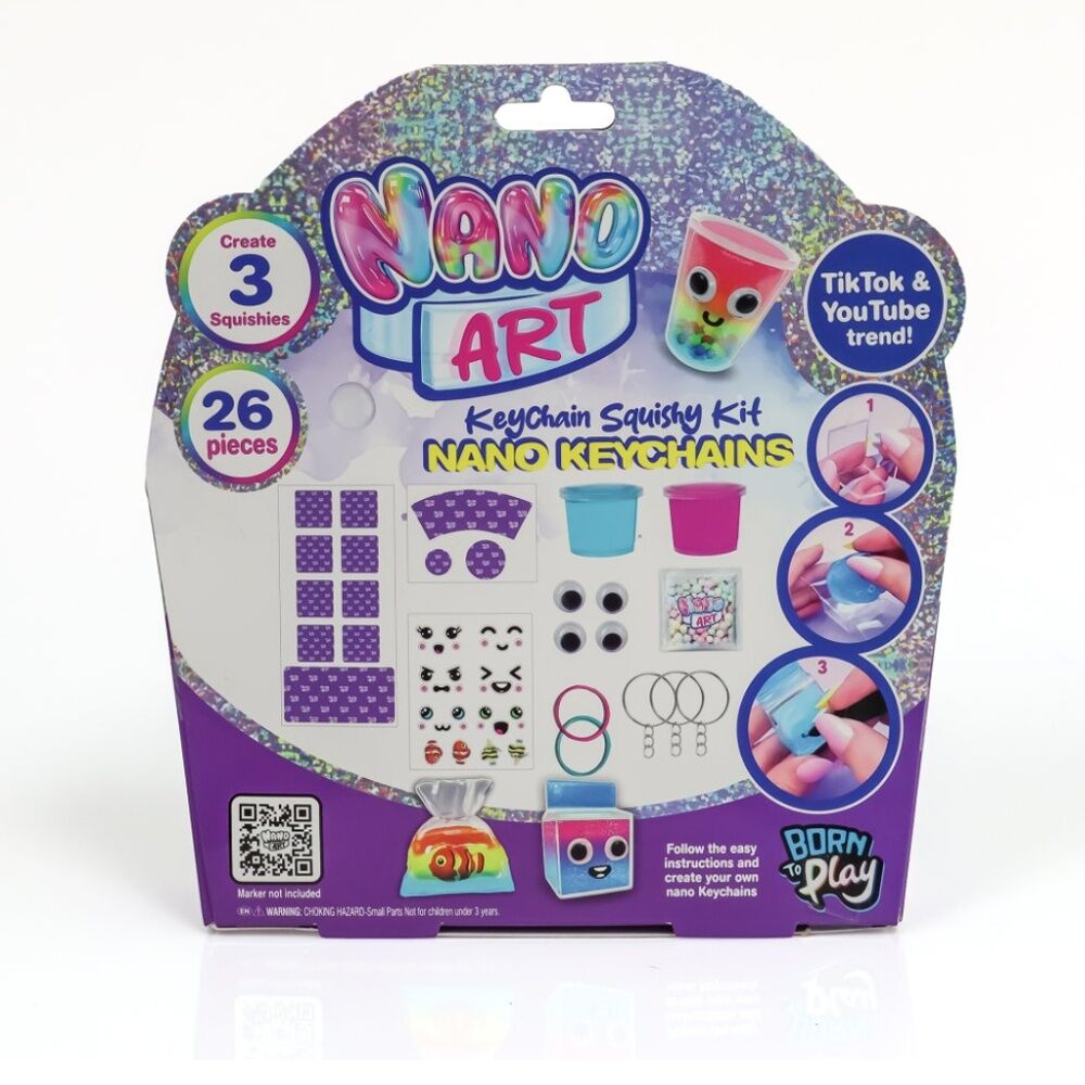 Born To Play Nano Art Keychain Kit Assorted Craft Set 6y+