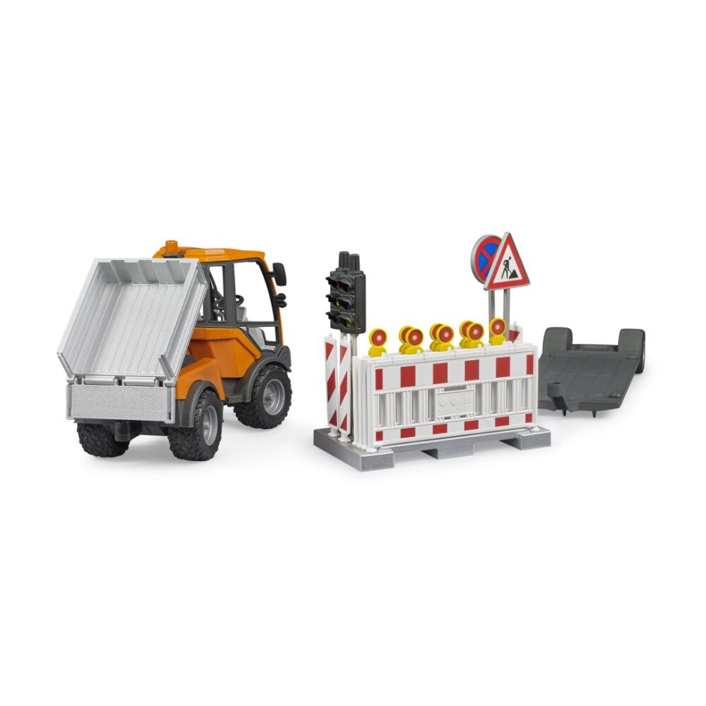 Bruder Vario Car Tipper Traffic Safety Trailer Articulated Steering Kids Toy