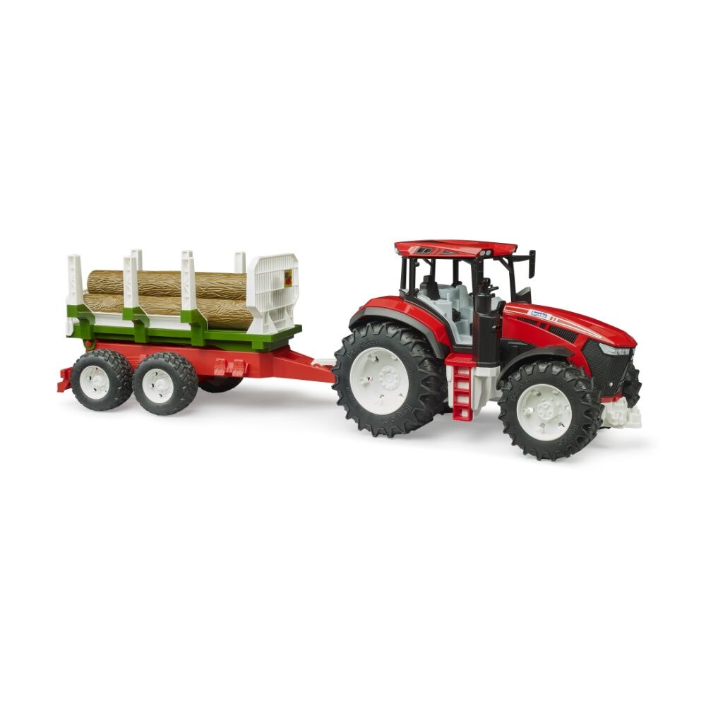 Bruder Roadmax Tractor With Forestry Trailer Tipping 3 Logs Toy 2y+