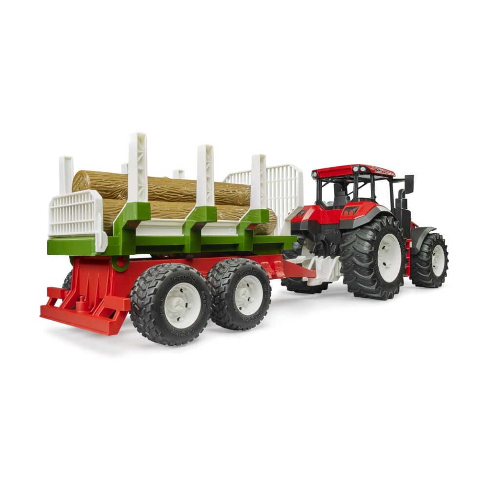 Bruder Roadmax Tractor With Forestry Trailer Tipping 3 Logs Toy 2y+