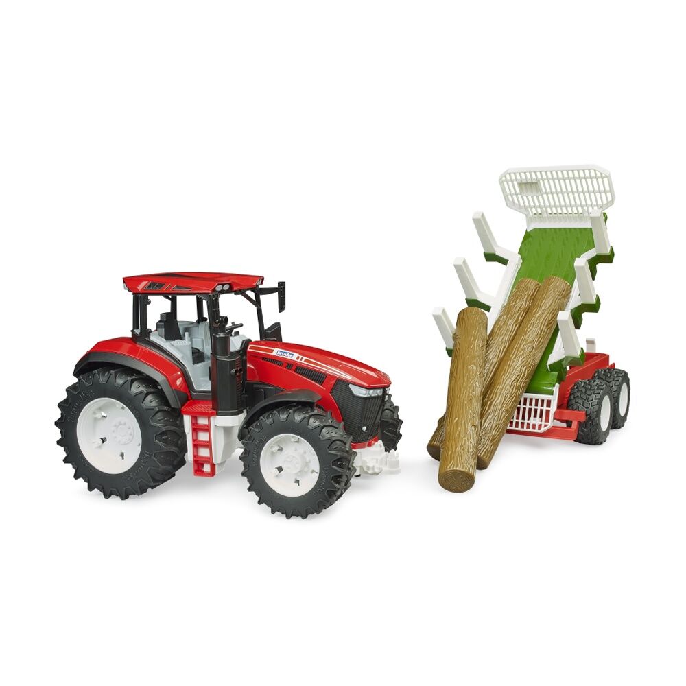 Bruder Roadmax Tractor With Forestry Trailer Tipping 3 Logs Toy 2y+