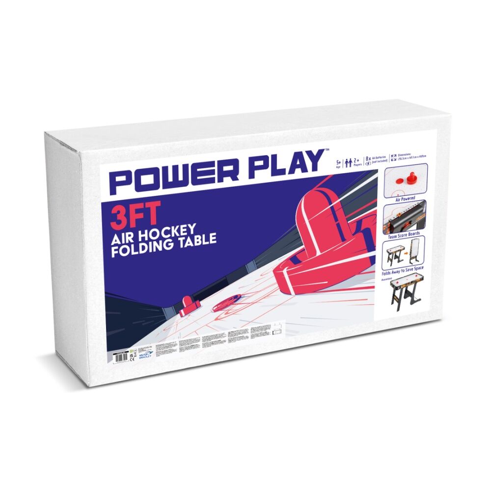 Wilton Bradley Folding Air Hockey Table With Pushers Pucks Kids 5y+ Set 3ft