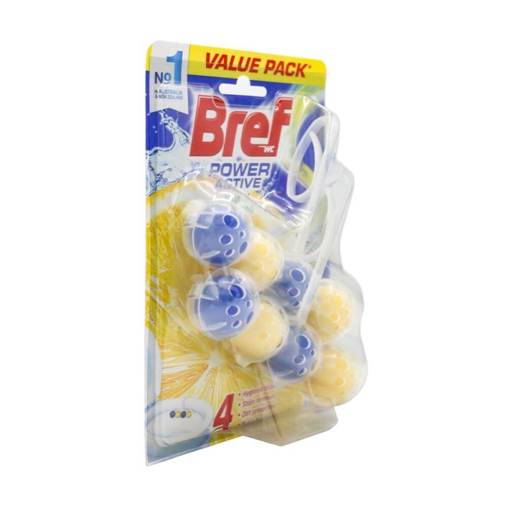 6x 2pc Bref Toilet Cage Power Active Juicy Lemon Value Pack Freshner 50g