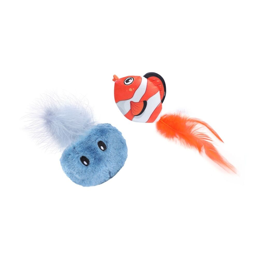 6x 2pc Paws And Claws Cara Pet Cat Sea Life Plush Toy Assorted 10x5x5cm