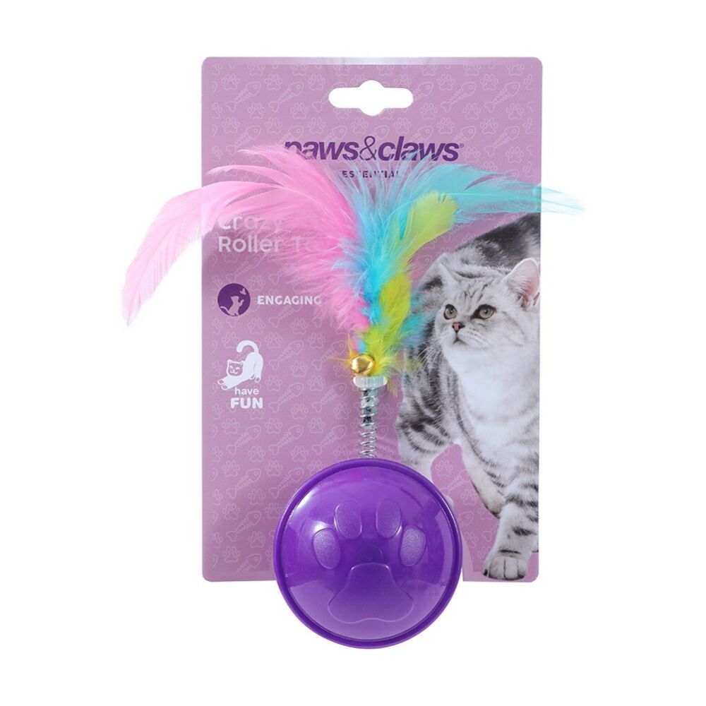 6x Paws And Claws Crazy Rolling Engaging Cat Play Toy 10x4cm Assorted