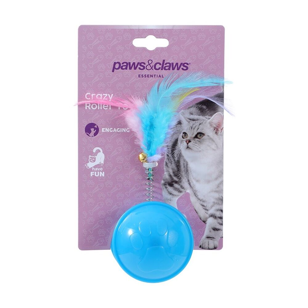 6x Paws And Claws Crazy Rolling Engaging Cat Play Toy 10x4cm Assorted