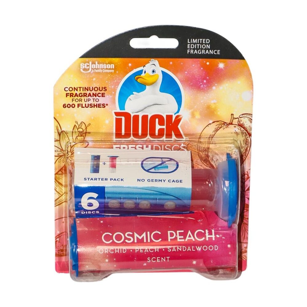4x 6pc Duck Fresh Discs Toilet Cleaner Cosmic-Peach Starter Kit