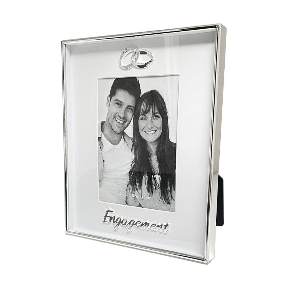 Gibson Gifts Boxed Photo Frame Engagement 4x6 Silver MDF Metal Glass