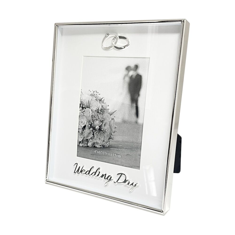 2PK Gibson Gifts Boxed Photo Frame Wedding Day 4x6 Silver MDF Metal Glass