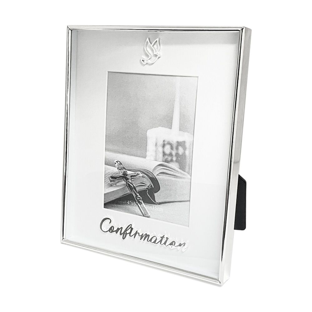 2PK Gibson Gifts Boxed Confirmation Picture Photo Frame 4x6 White Silver