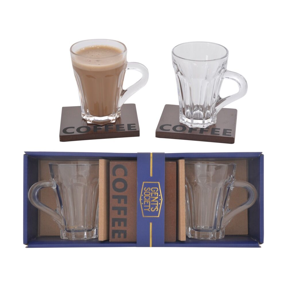 4x 2pc Gibson Gifts Gents Society Cup & Coaster Dinnerware/Serveware Kitchenware