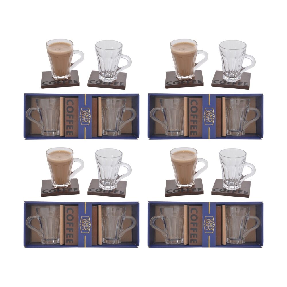 4x 2pc Gibson Gifts Gents Society Cup & Coaster Dinnerware/Serveware Kitchenware